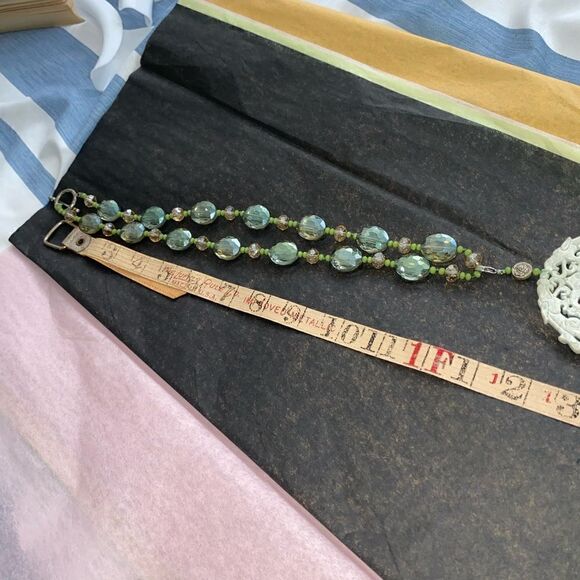24” Jade, quartz, crystal pendant tassel necklace. Pendant&tassel removable - Picture 9 of 16